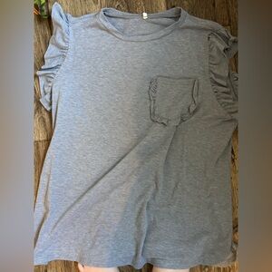 Gray Ruffle Sleeve Top